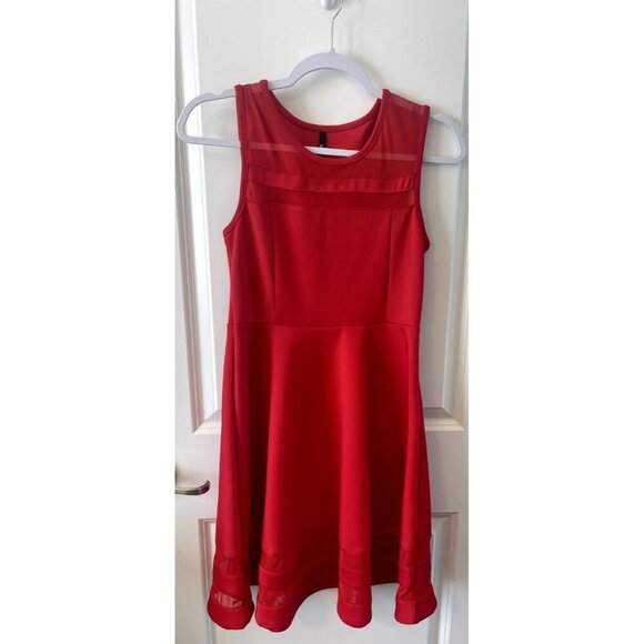Lulus Dress Womens S Fit and Flare Mesh Red knee Length Sleeveless Side Zip - Picture 1 of 6
